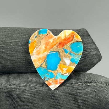 Kingman Spiny Oyster Turquoise - Loose Cab - Heart