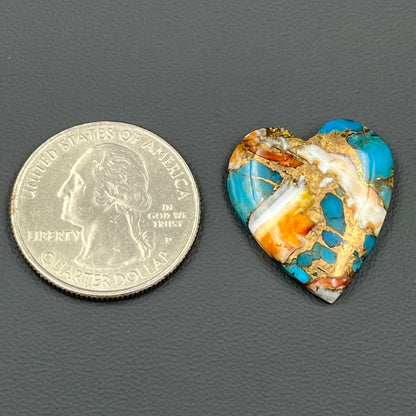 Kingman Spiny Oyster Turquoise - Loose Cab - Heart