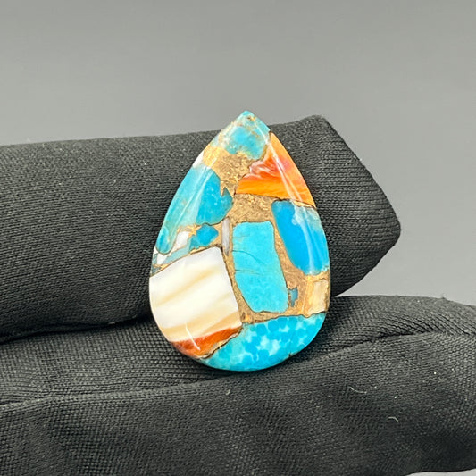 Kingman Spiny Oyster Turquoise - Loose Cab - Teardrop