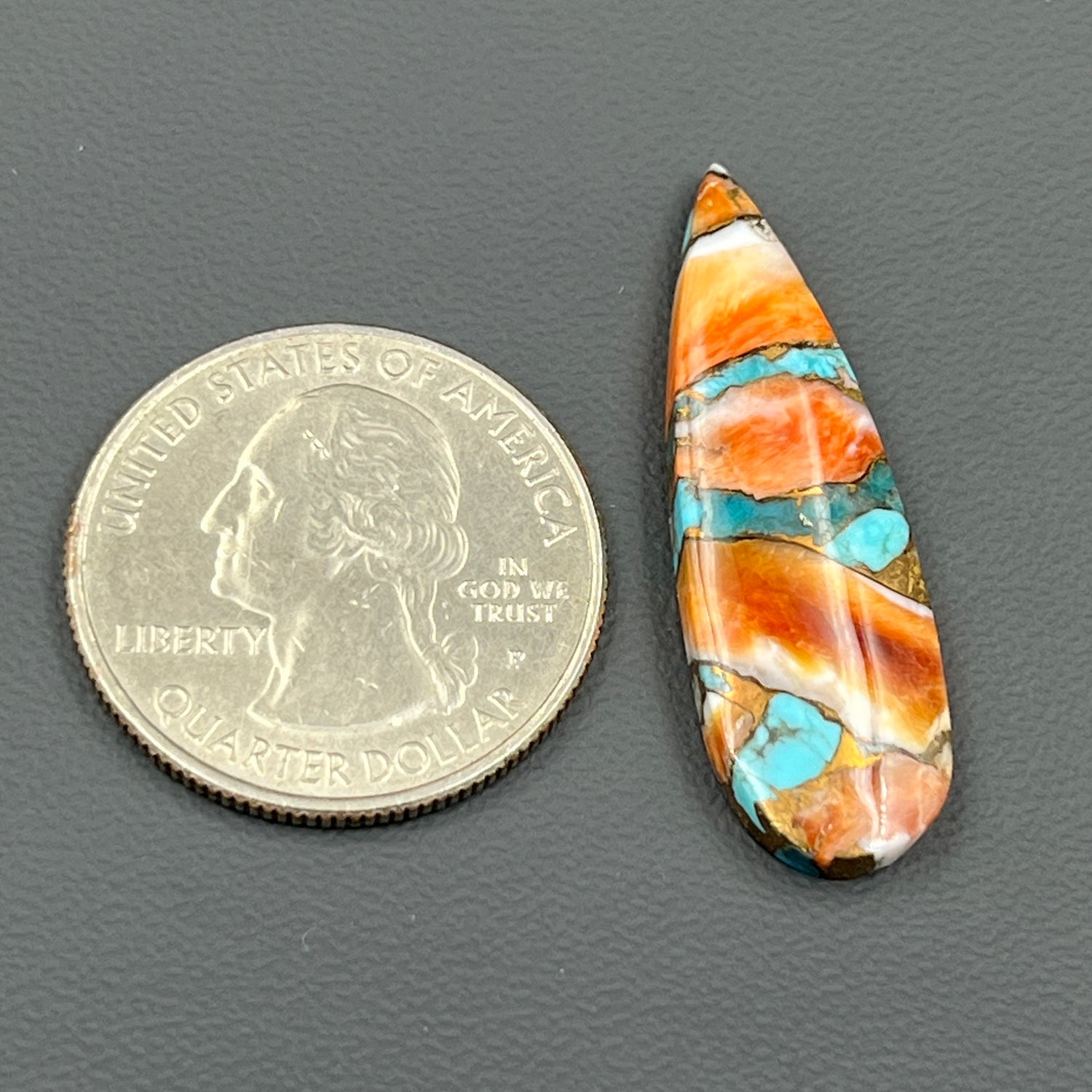 Kingman Spiny Oyster Turquoise - Loose Cab - Teardrop