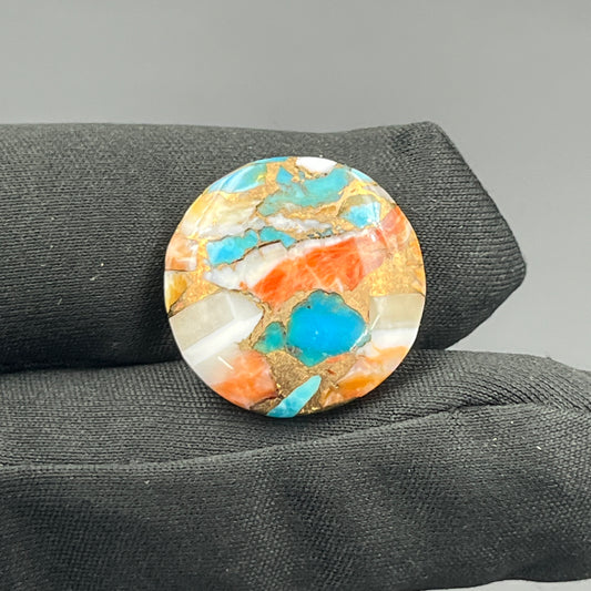 Kingman Spiny Oyster Turquoise - Loose Cab - Round