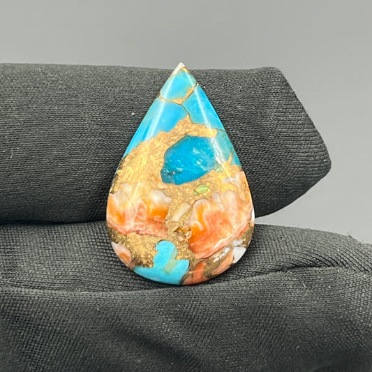 Kingman Spiny Oyster Turquoise - Loose Cab - Teardrop