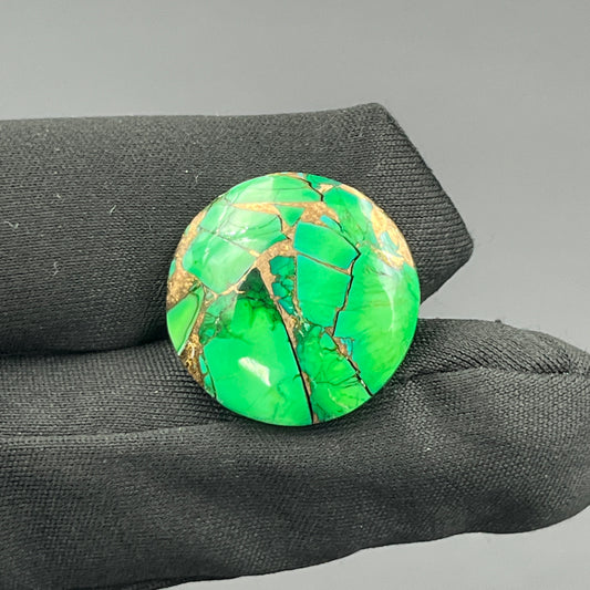Kingman Forest Green Dahlia - Loose Cab - Round