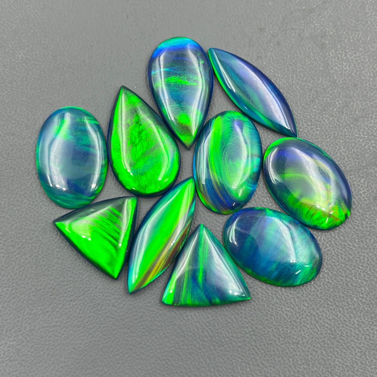 Aurora Opal Cabochon, Dark Green Shade Aura Opal Gemstone Wholesale Lot