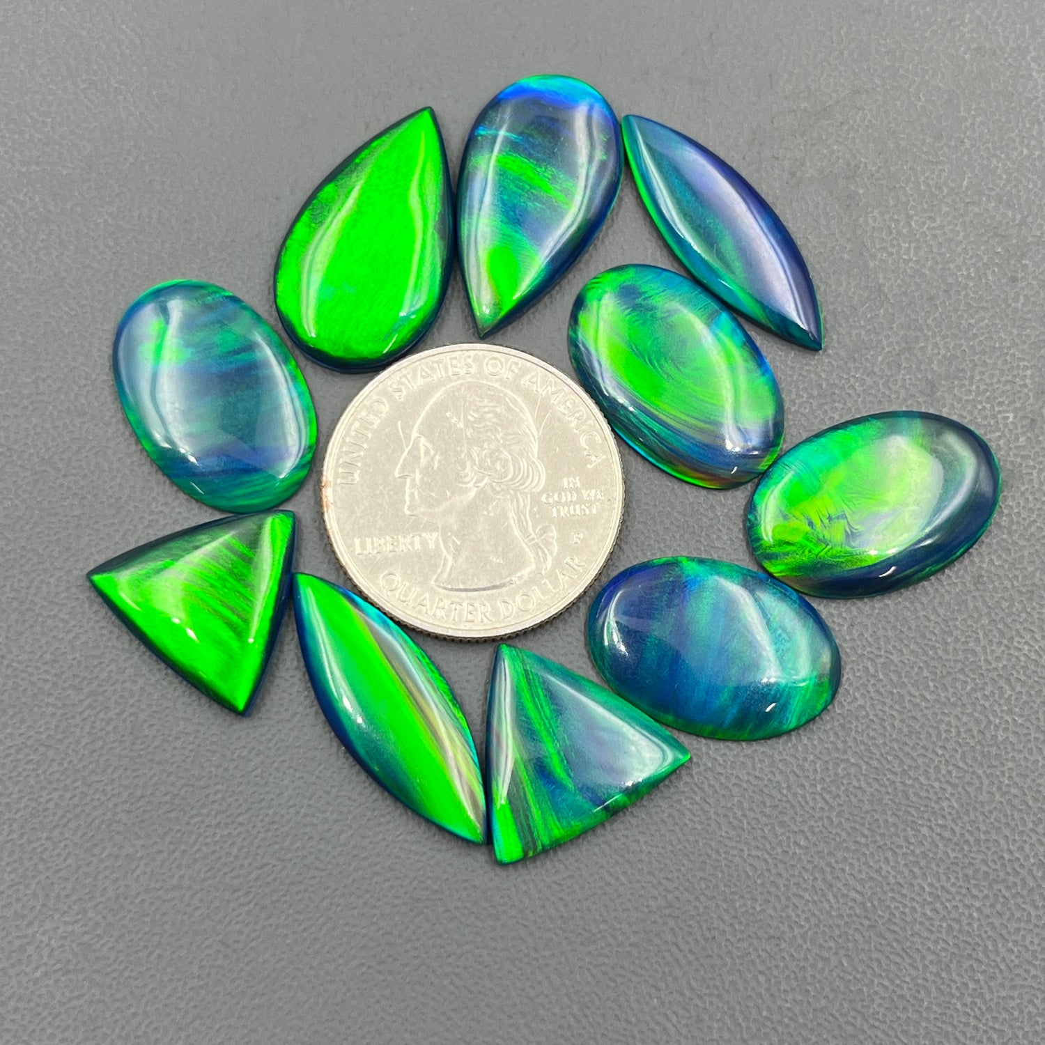 Aurora Opal Cabochon, Dark Green Shade Aura Opal Gemstone Wholesale Lot