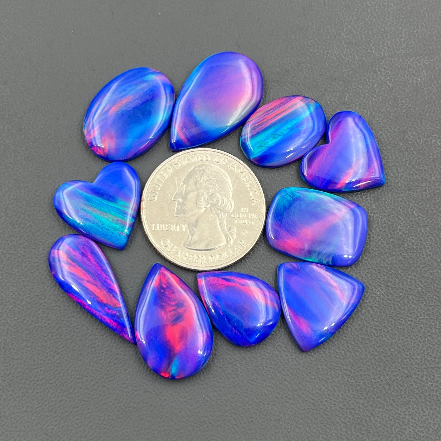 Aurora Opal Cabochon, Dark Blue Shade Aura Opal Gemstone Wholesale Lot