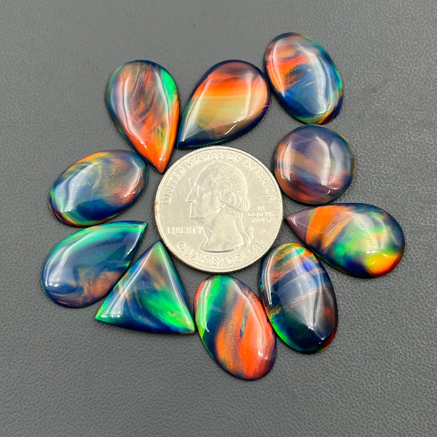 Aurora Opal Cabochon, Orange & Green Shade Aura Opal Gemstone Wholesale Lot