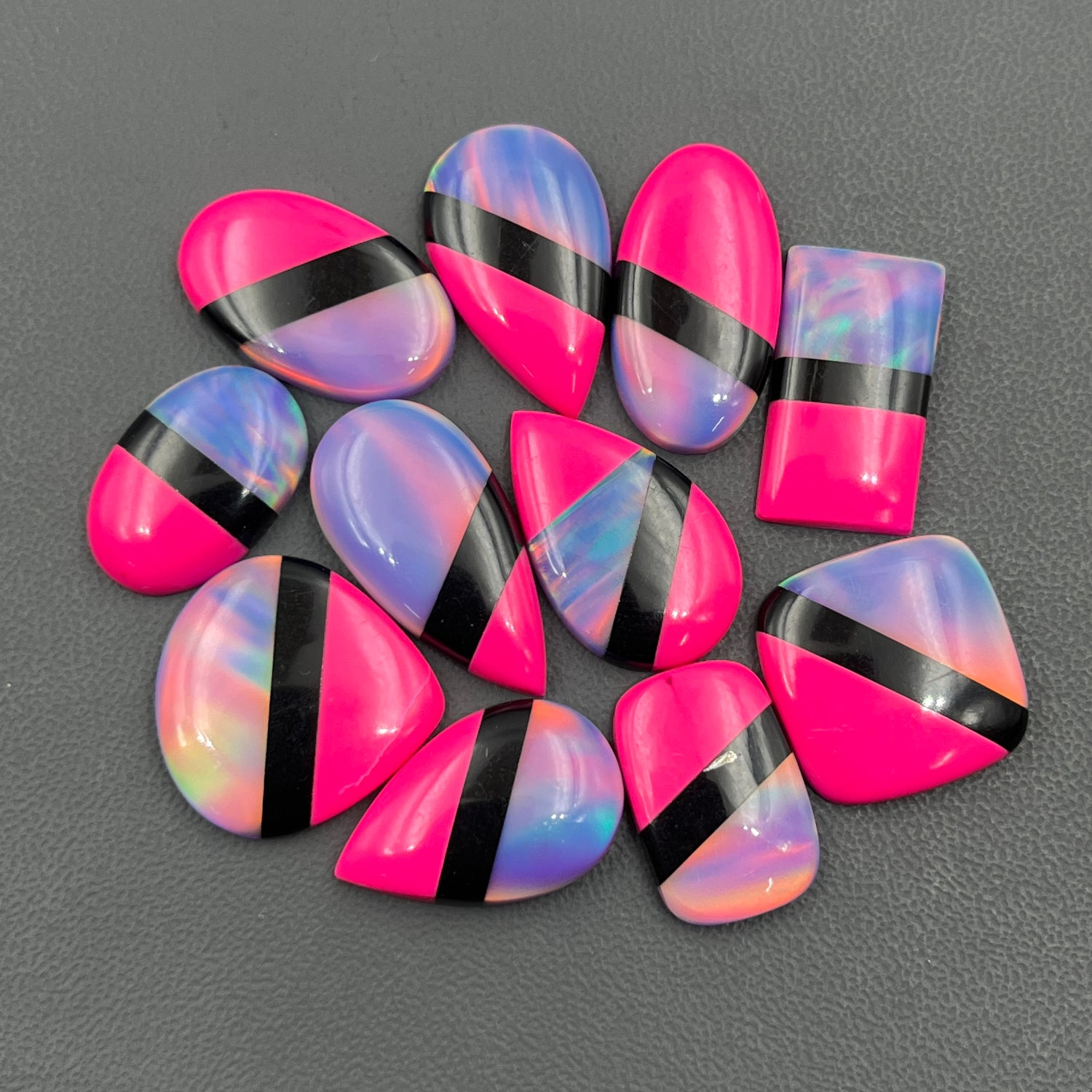 Aurora Opal With Synthetic Pink Stone, Aura Opal Cabochon Wholesale Lot