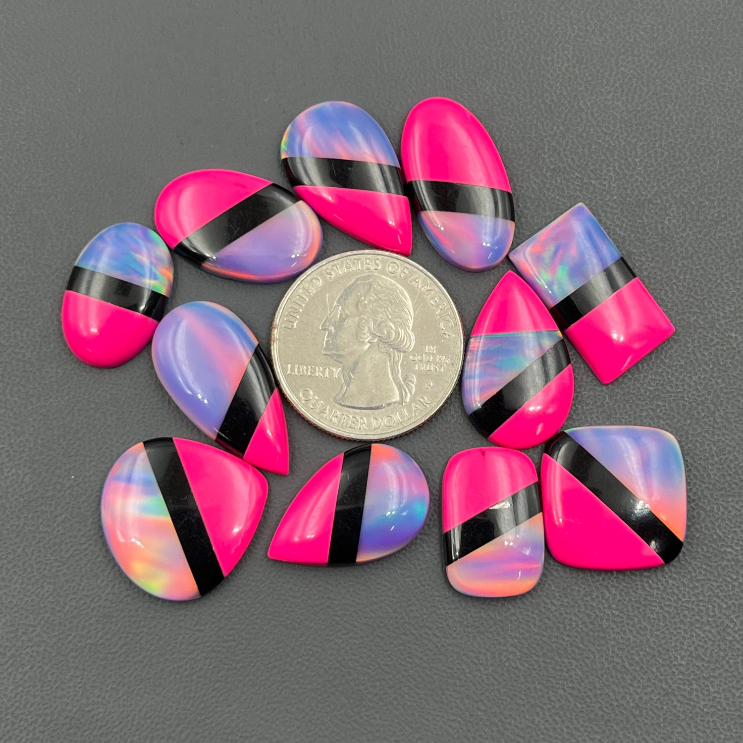 Aurora Opal With Synthetic Pink Stone, Aura Opal Cabochon Wholesale Lot