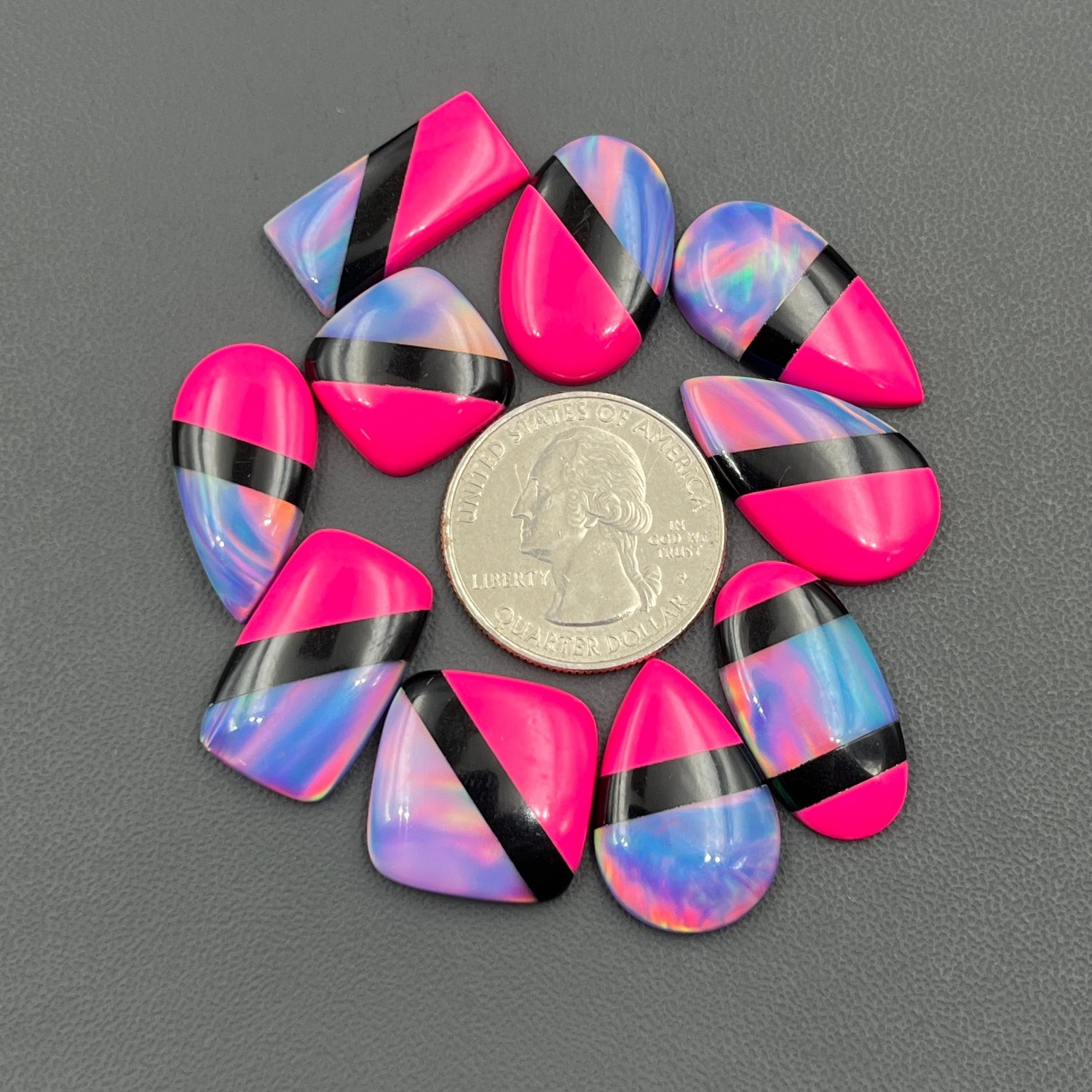 Aurora Opal With Synthetic Pink Stone, Aura Opal Cabochon Wholesale Lot