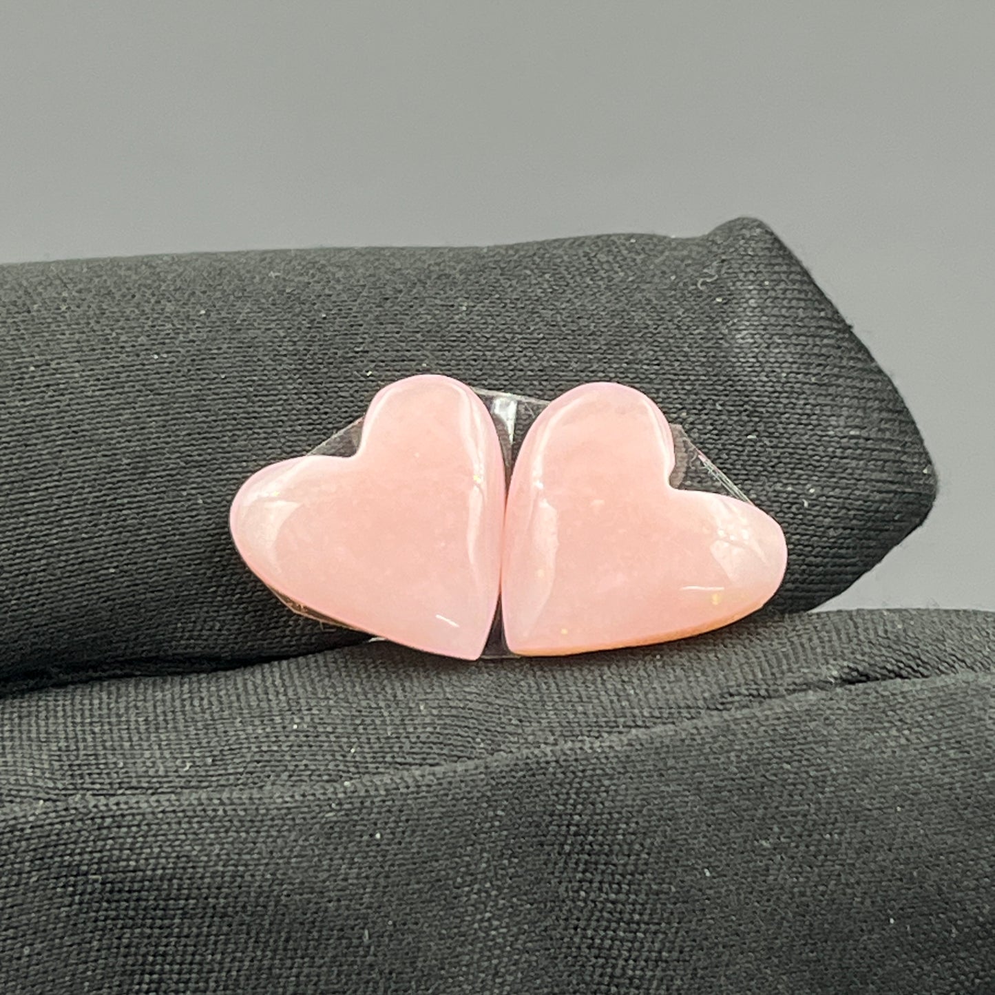 Natural Pink Opal- Matching Pairs - Heart