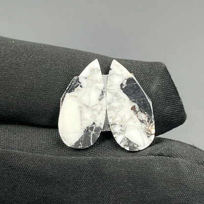 Kingman White Buffalo Turquoise - Matching Pairs - Teardrop