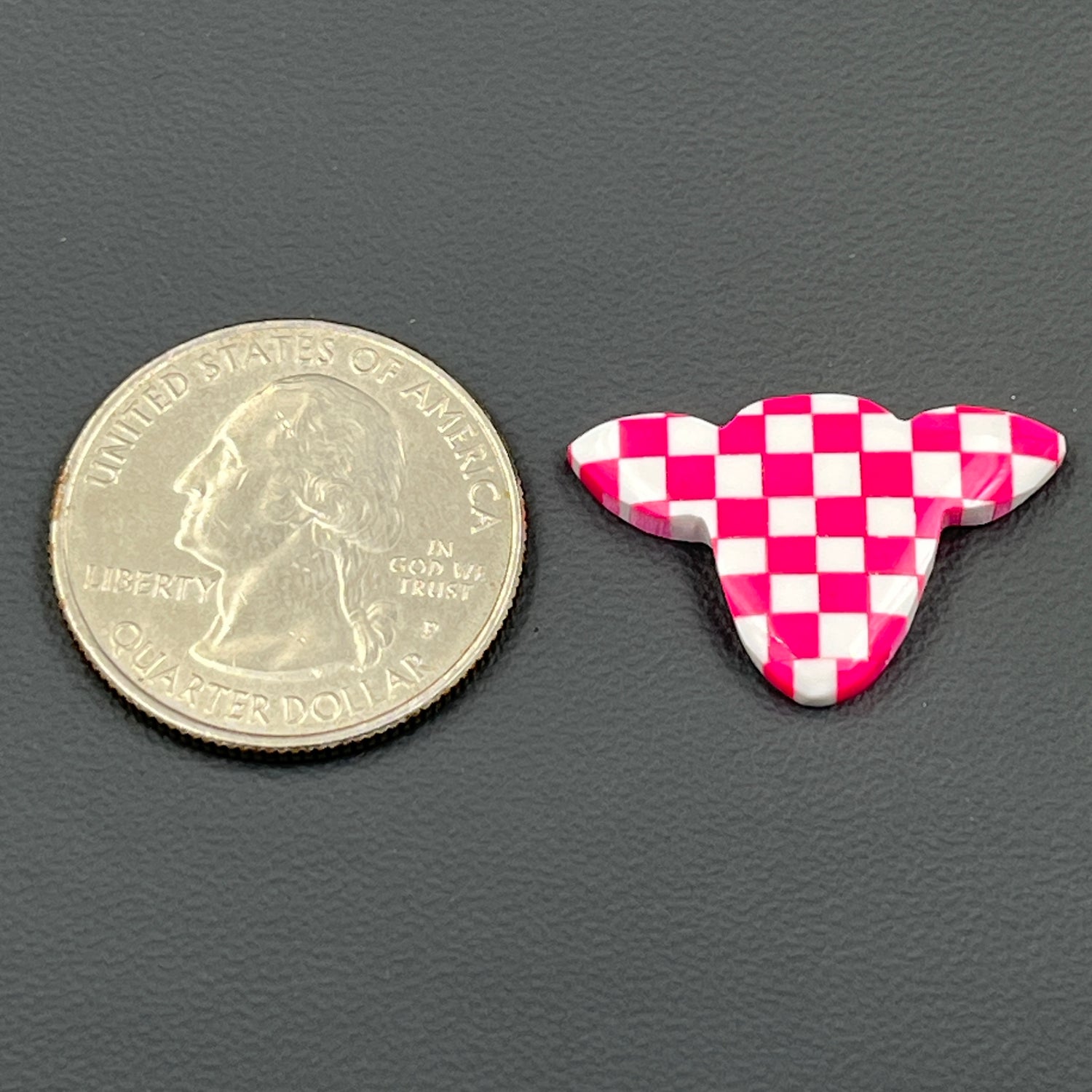 Pink & White Checker Board Cabochon - Cow Head