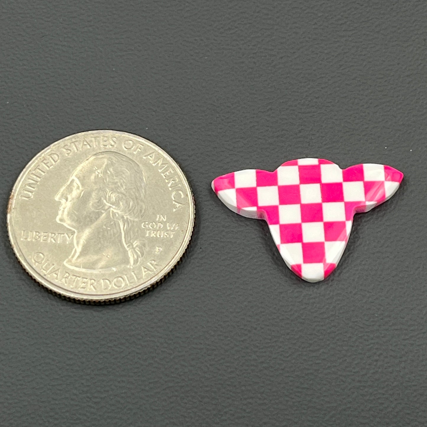 Pink & White Checker Board Cabochon - Cow Head