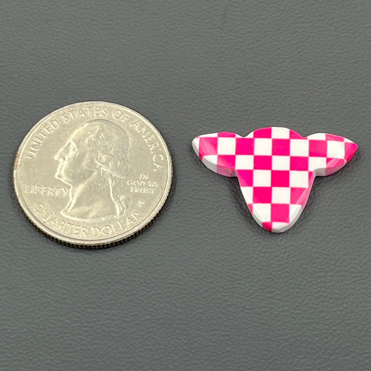 Pink & White Checker Board Cabochon - Cow Head