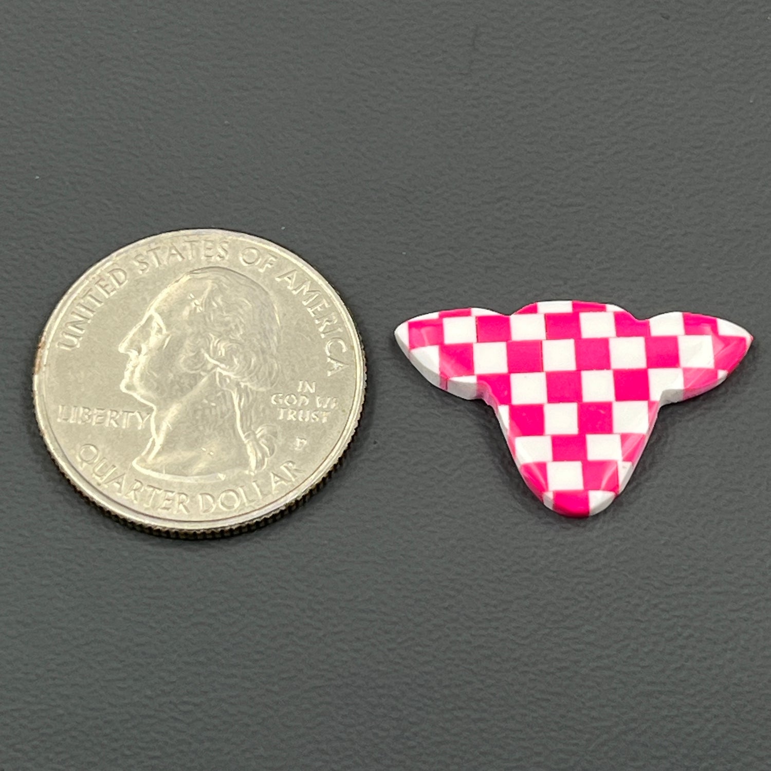 Pink & White Checker Board Cabochon - Cow Head