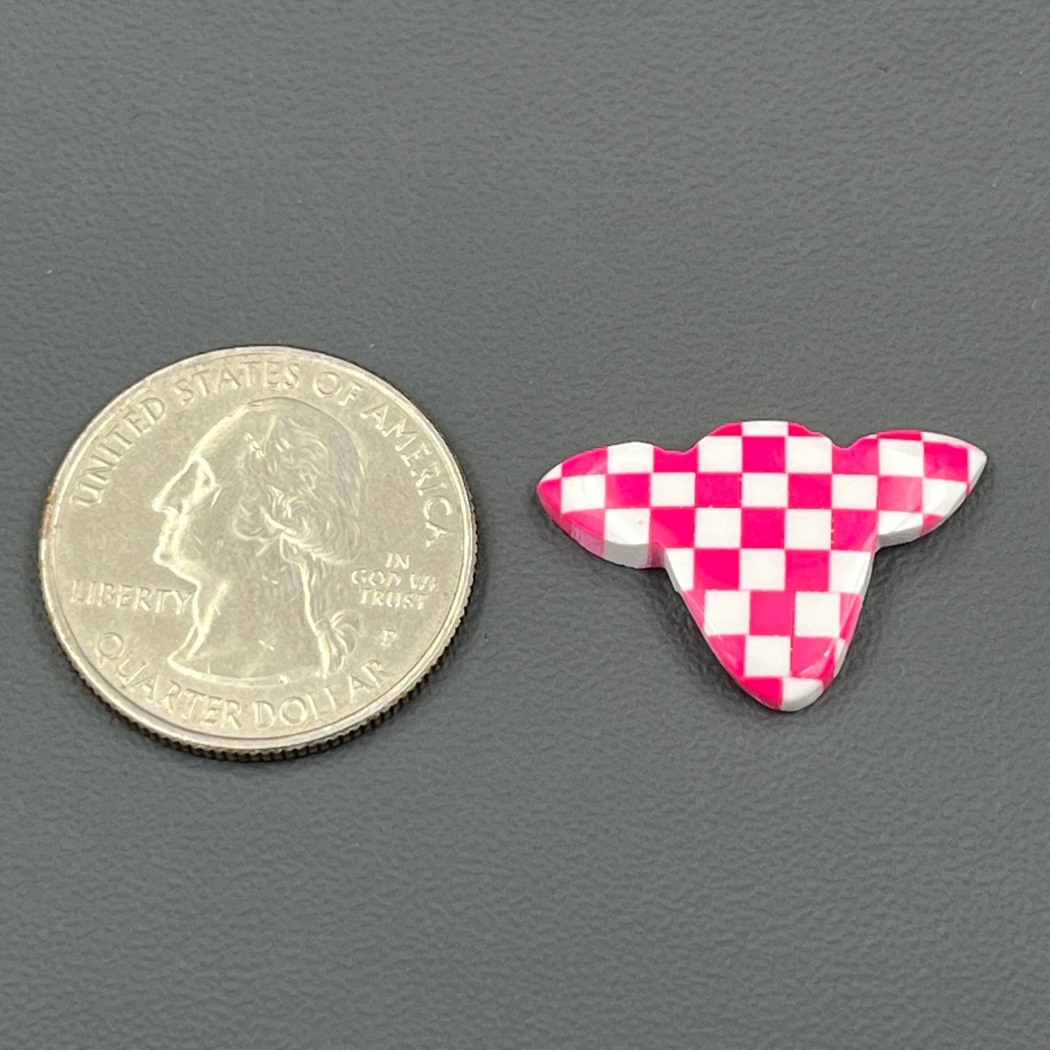 Pink & White Checker Board Cabochon - Cow Head