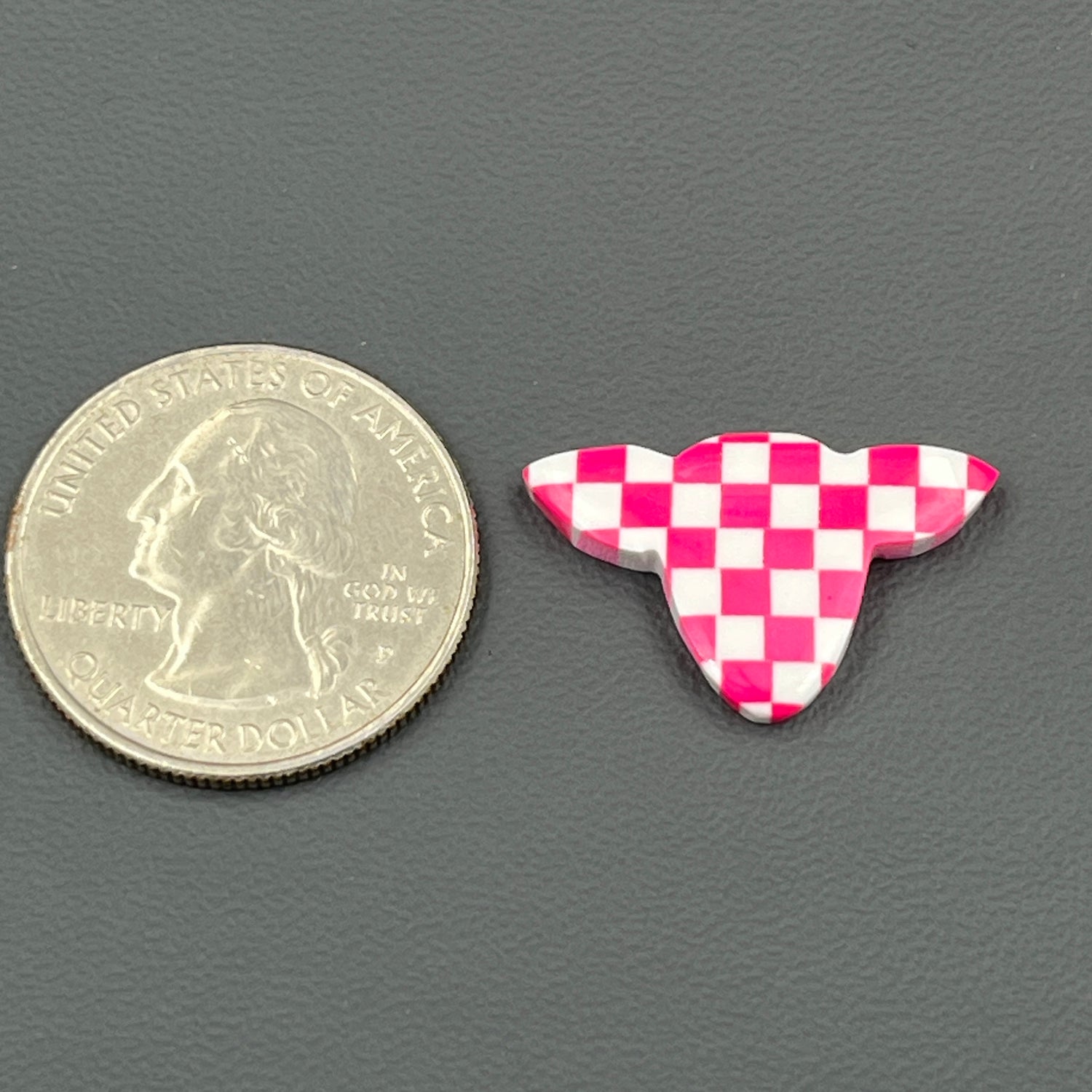 Pink & White Checker Board Cabochon - Cow Head