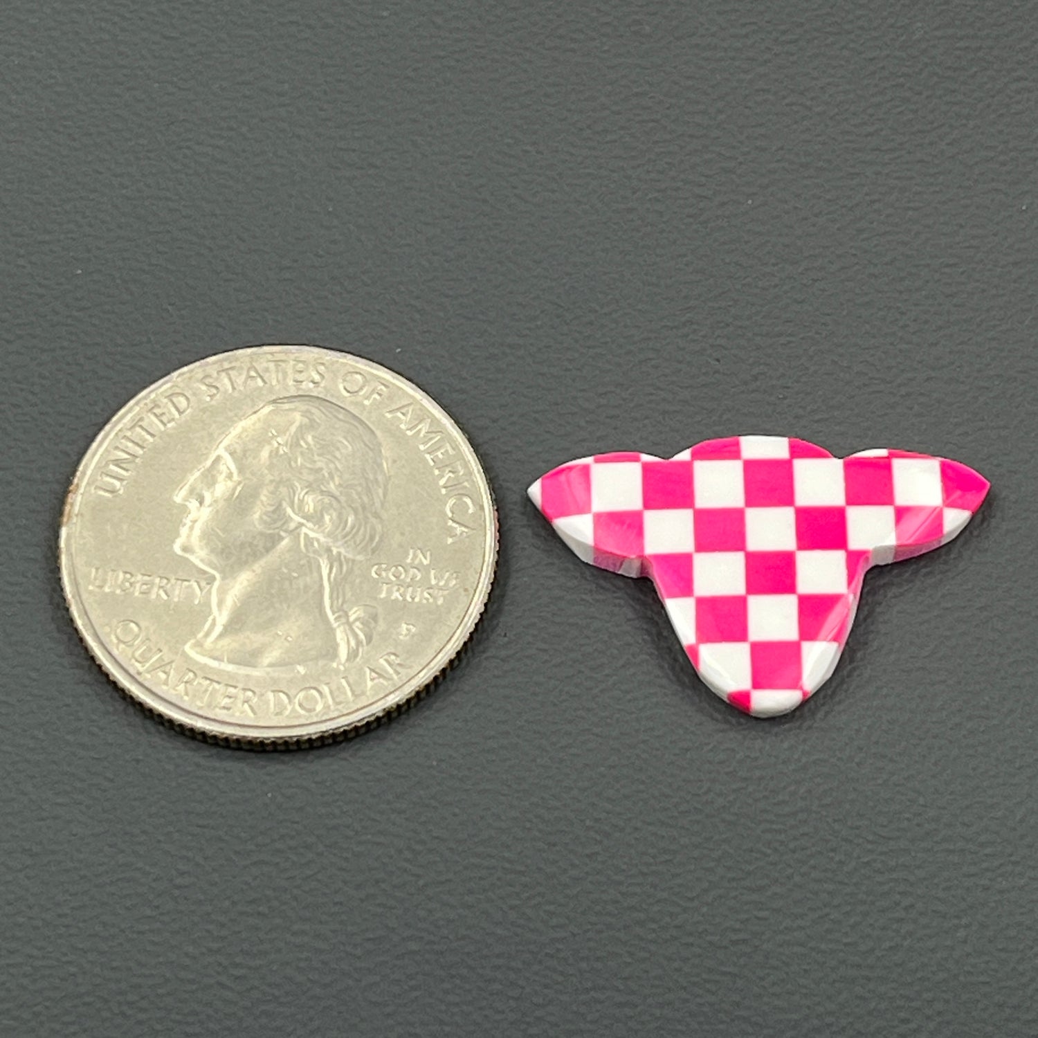 Pink & White Checker Board Cabochon - Cow Head