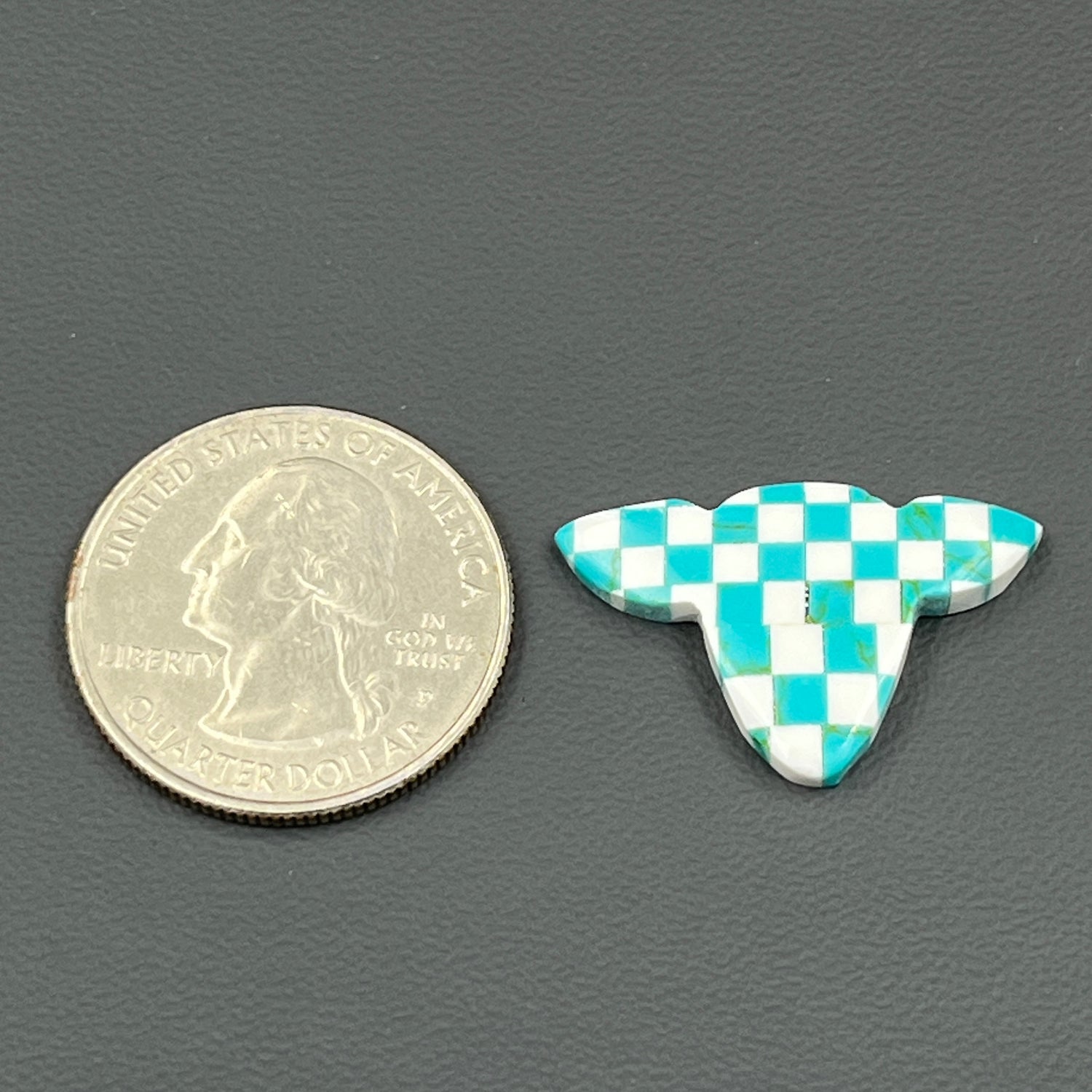 Blue & White Checker Board Cabochon - Cow Head