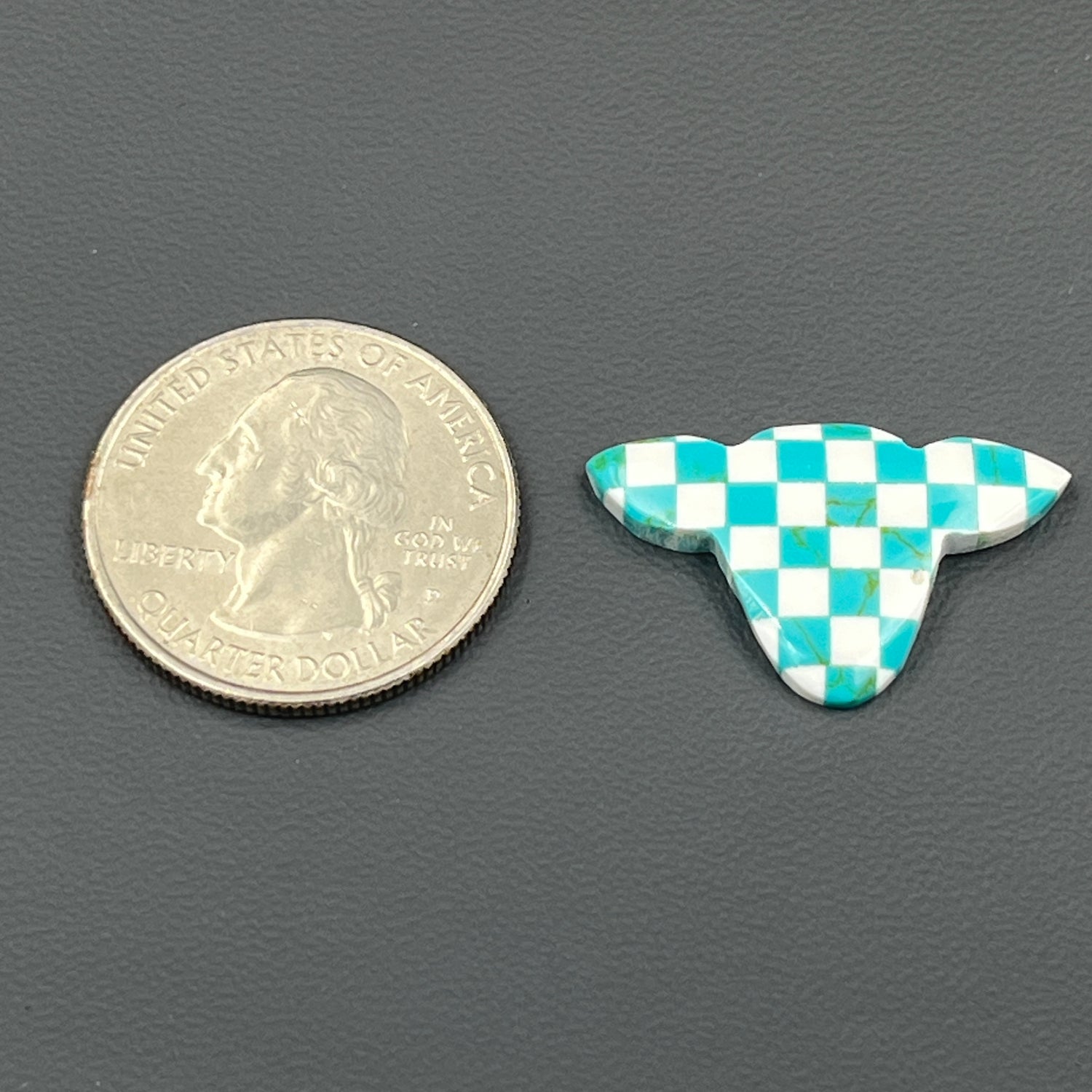 Blue & White Checker Board Cabochon - Cow Head