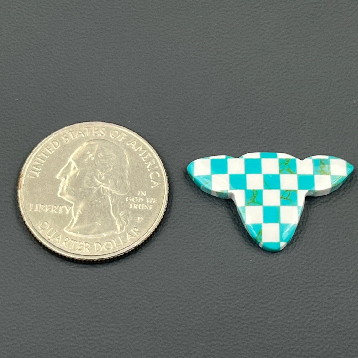 Blue & White Checker Board Cabochon - Cow Head