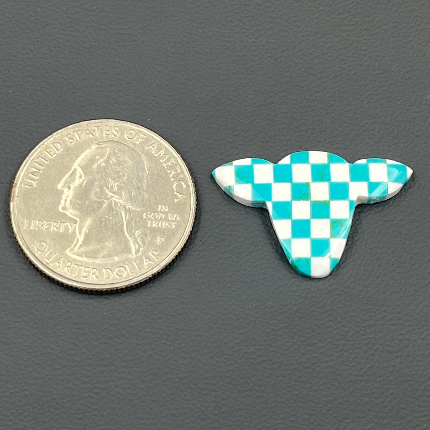 Blue & White Checker Board Cabochon - Cow Head
