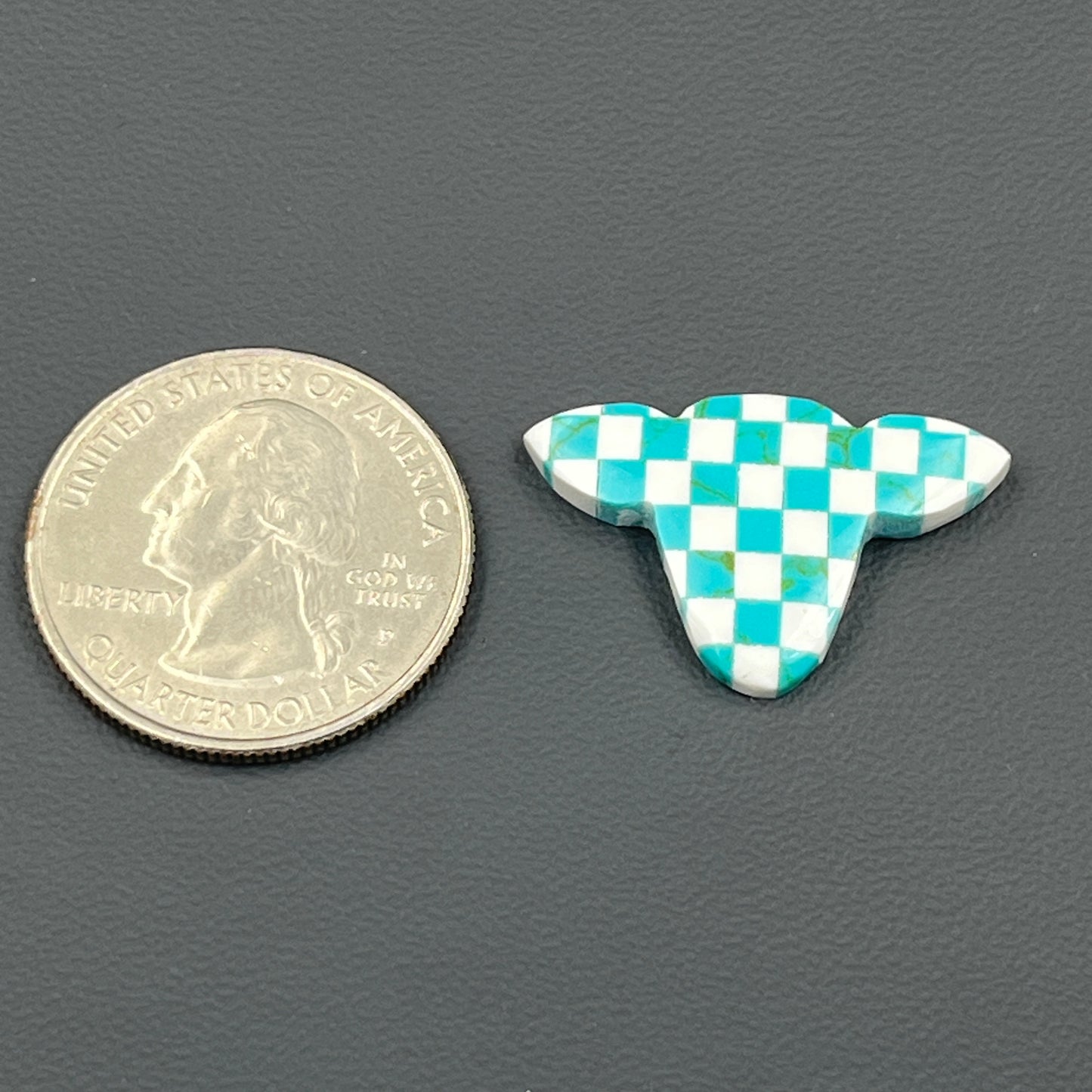 Blue & White Checker Board Cabochon - Cow Head