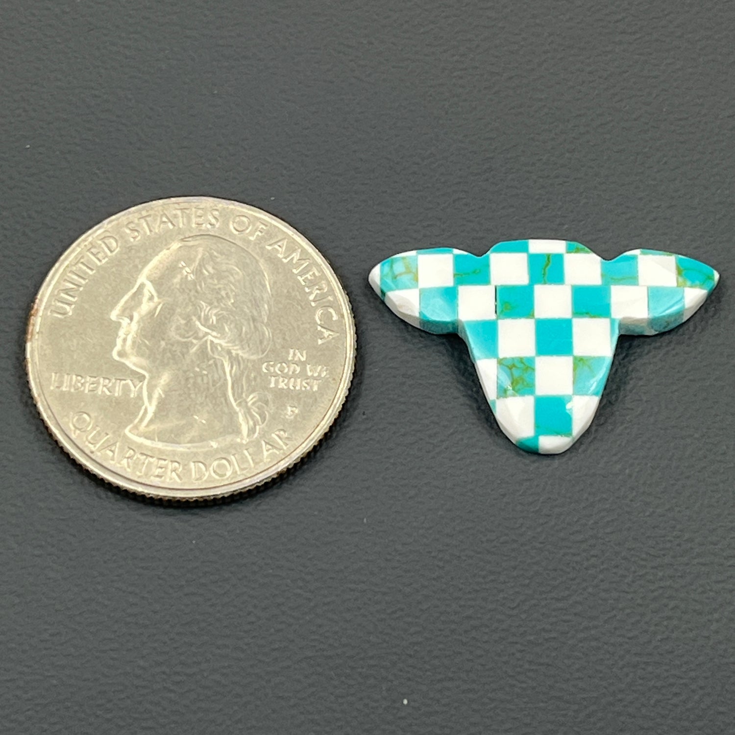 Blue & White Checker Board Cabochon - Cow Head