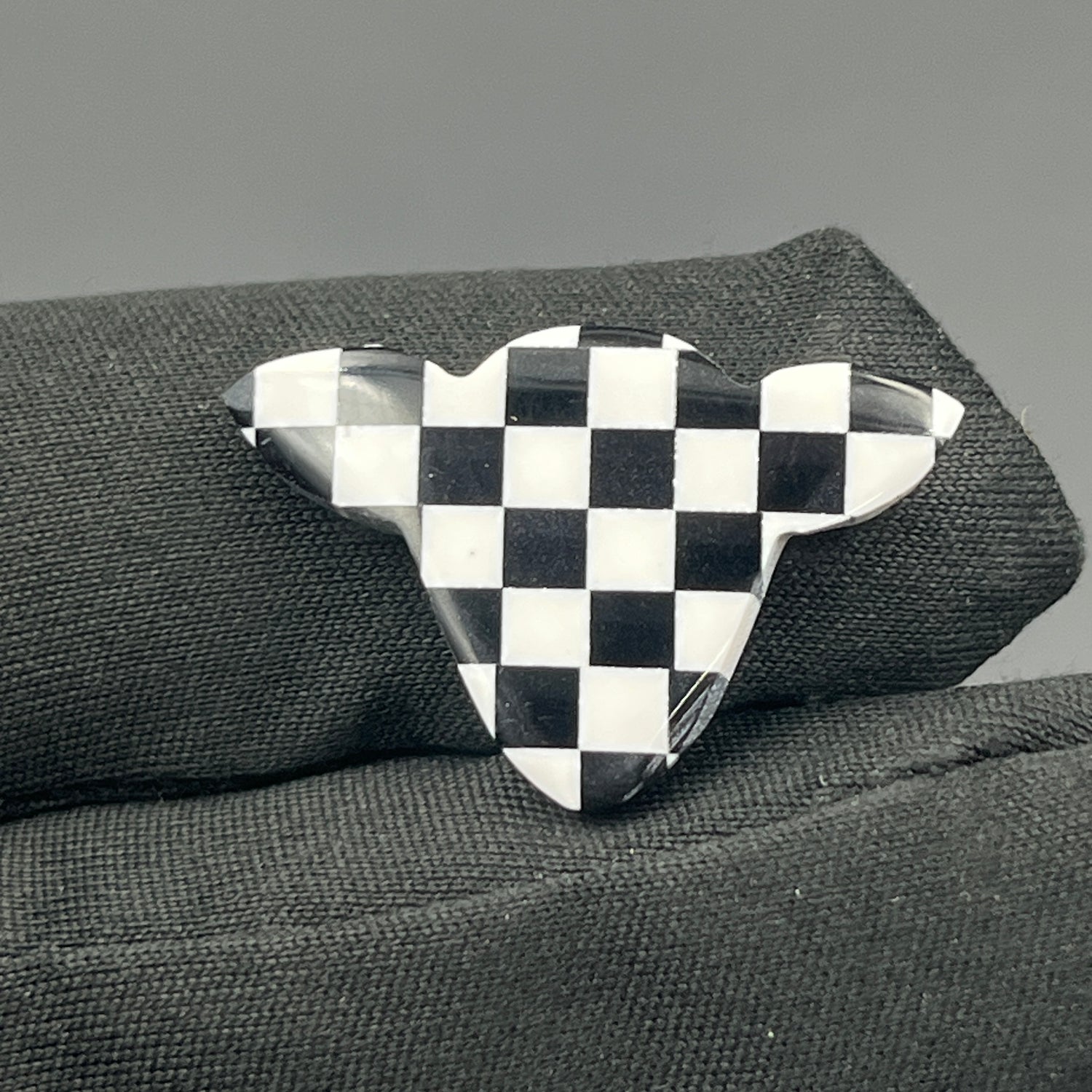 Black & White Checker Board Cabochon - Cow Head