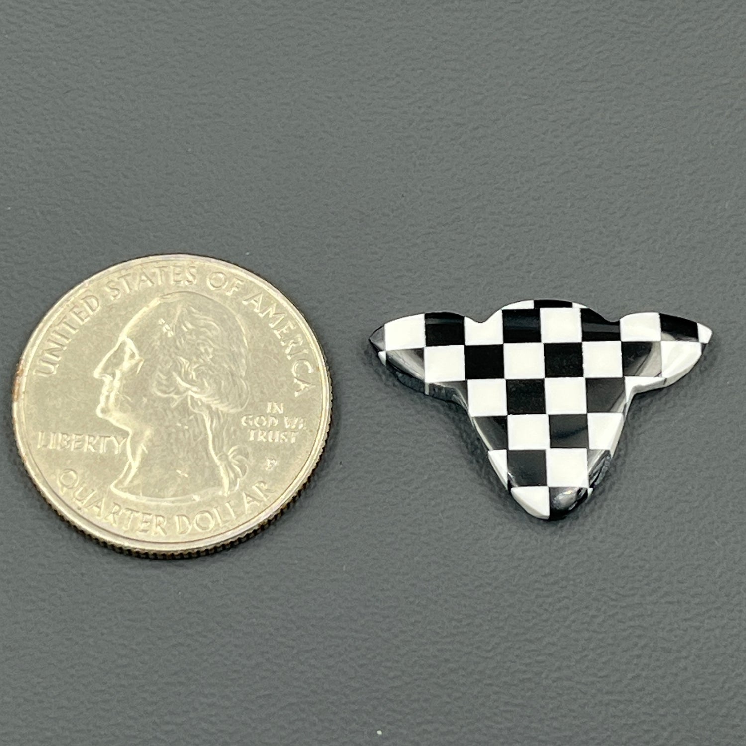 Black & White Checker Board Cabochon - Cow Head