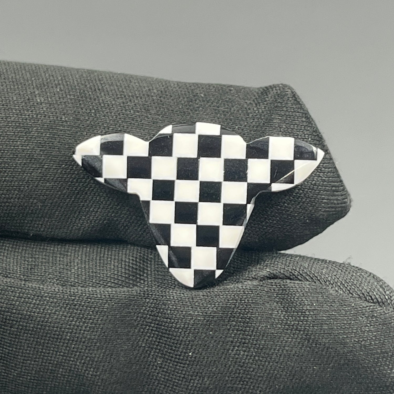 Black & White Checker Board Cabochon - Cow Head
