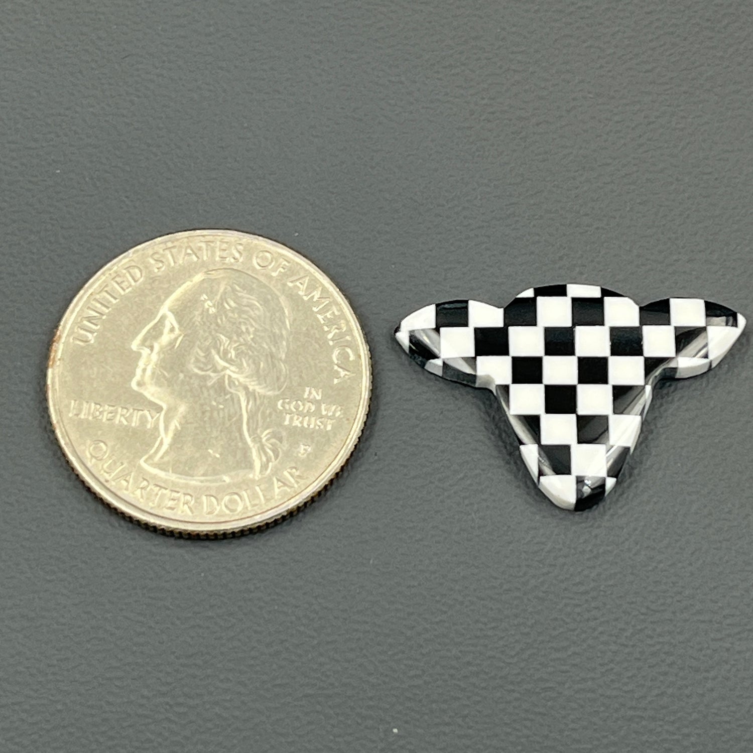Black & White Checker Board Cabochon - Cow Head