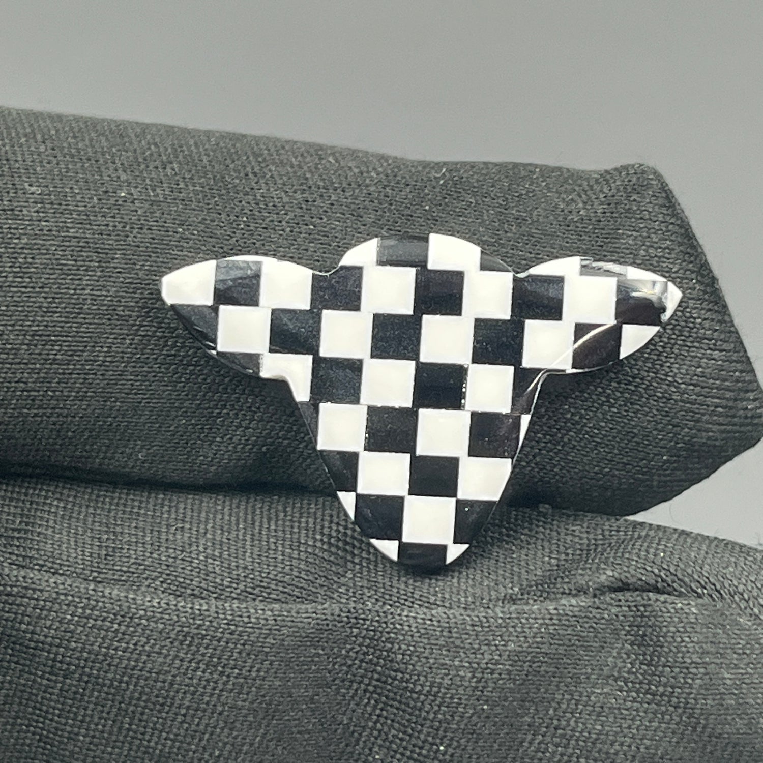 Black & White Checker Board Cabochon - Cow Head