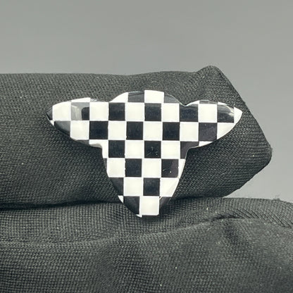 Black & White Checker Board Cabochon - Cow Head