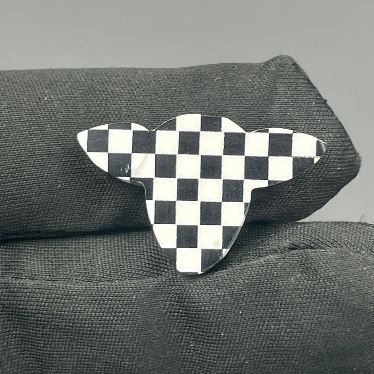 Black & White Checker Board Cabochon - Cow Head