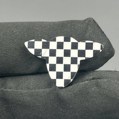 Black & White Checker Board Cabochon - Cow Head
