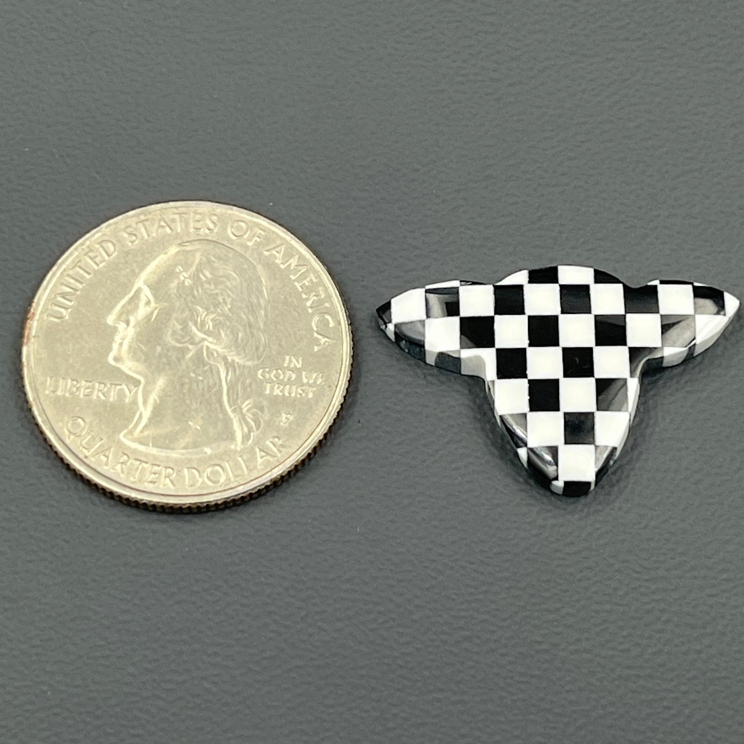 Black & White Checker Board Cabochon - Cow Head