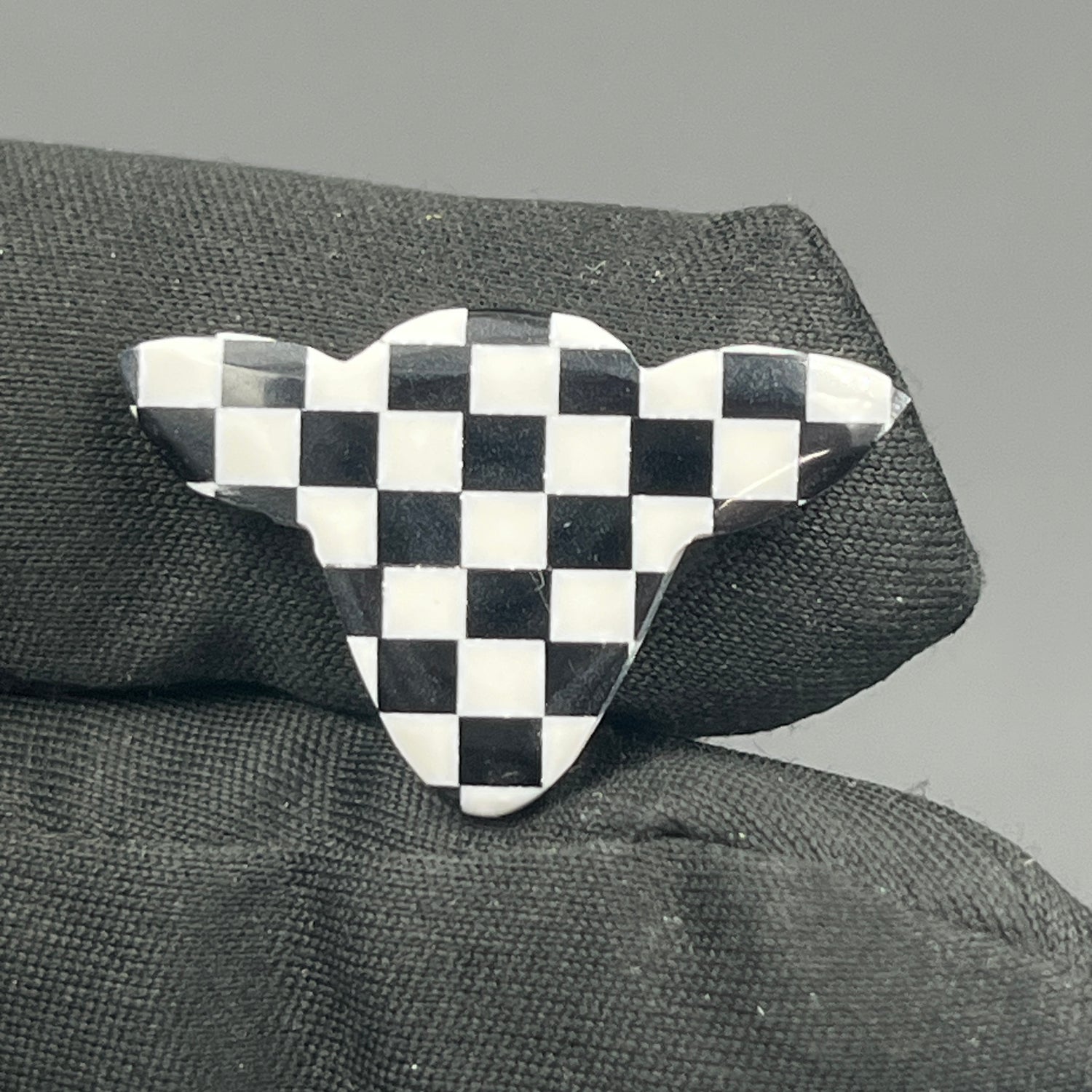 Black & White Checker Board Cabochon - Cow Head
