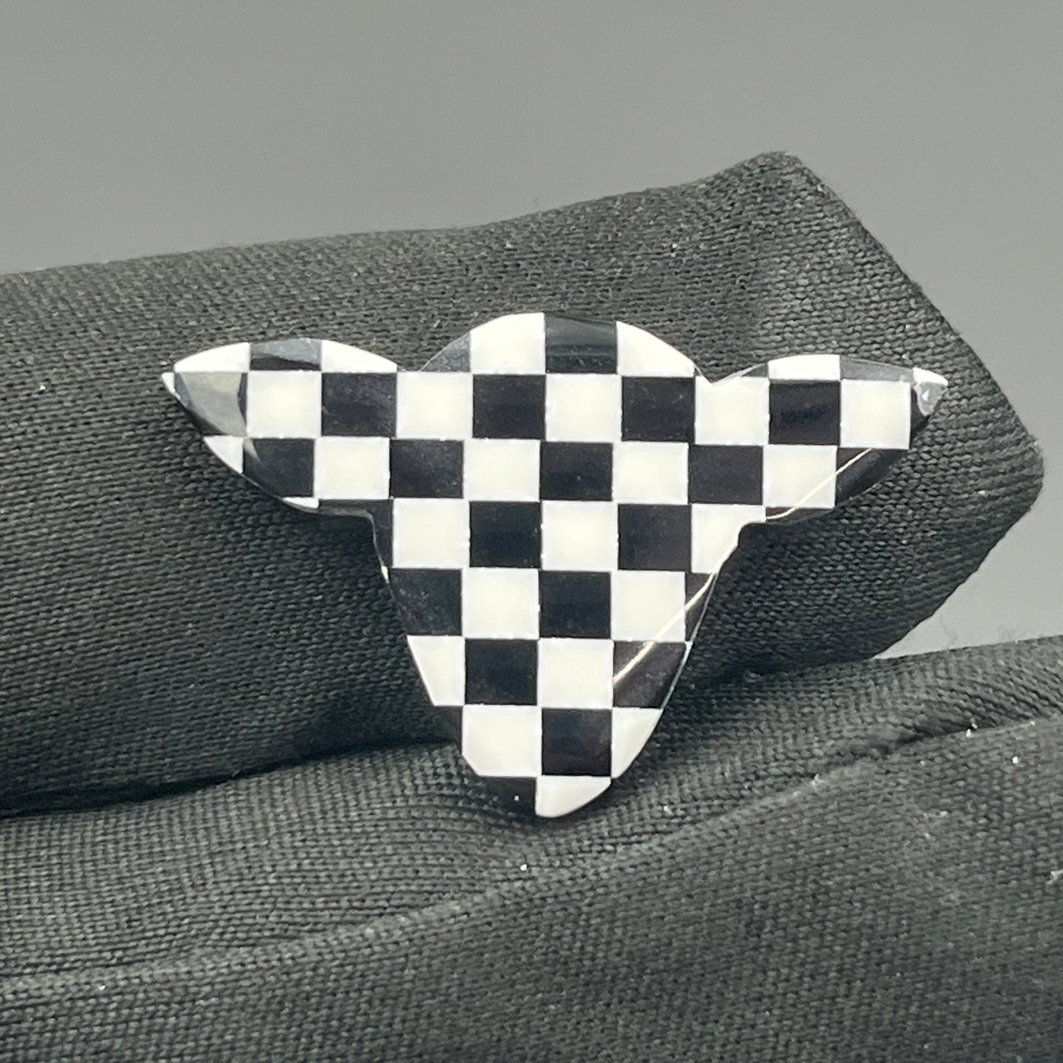 Black & White Checker Board Cabochon - Cow Head