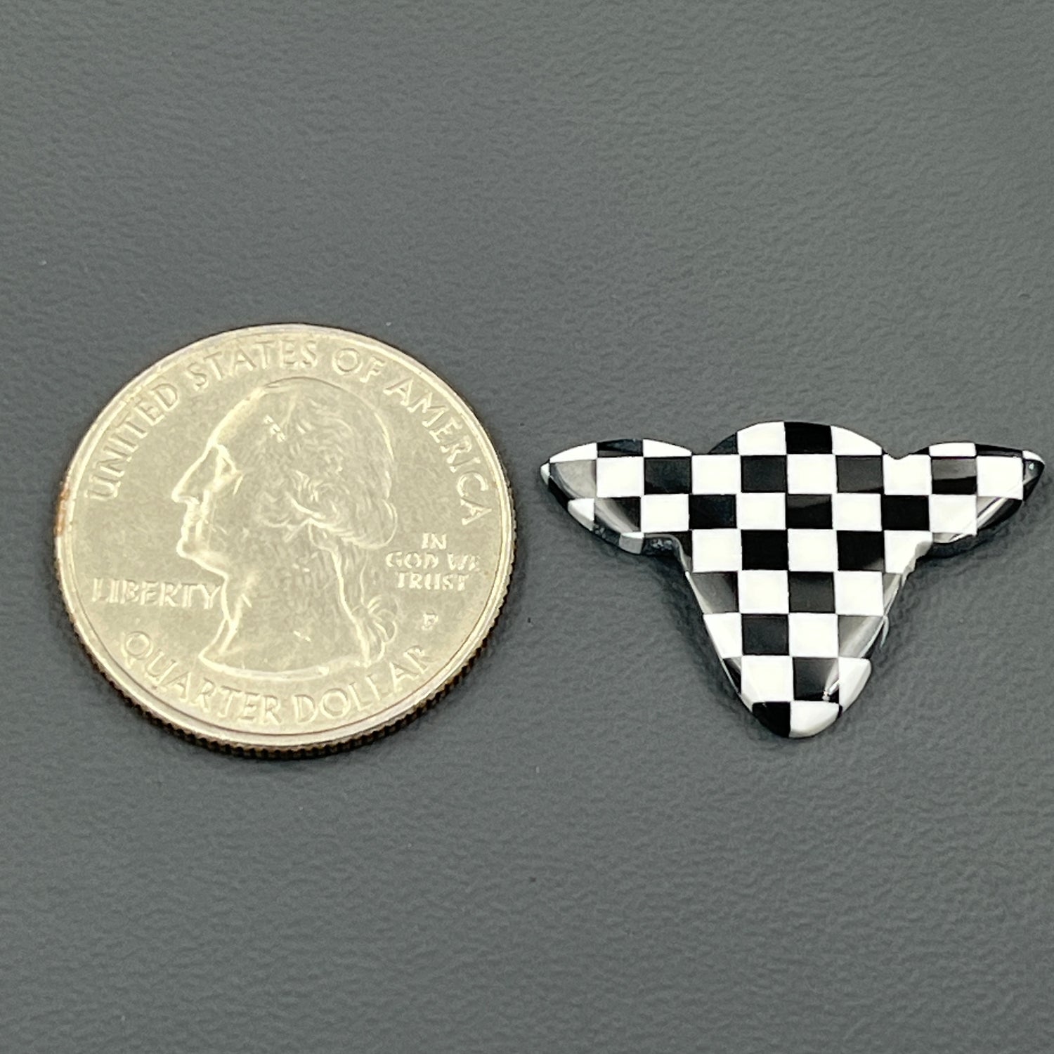 Black & White Checker Board Cabochon - Cow Head