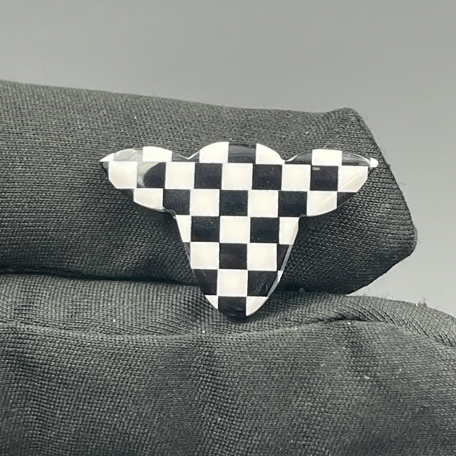Black & White Checker Board Cabochon - Cow Head