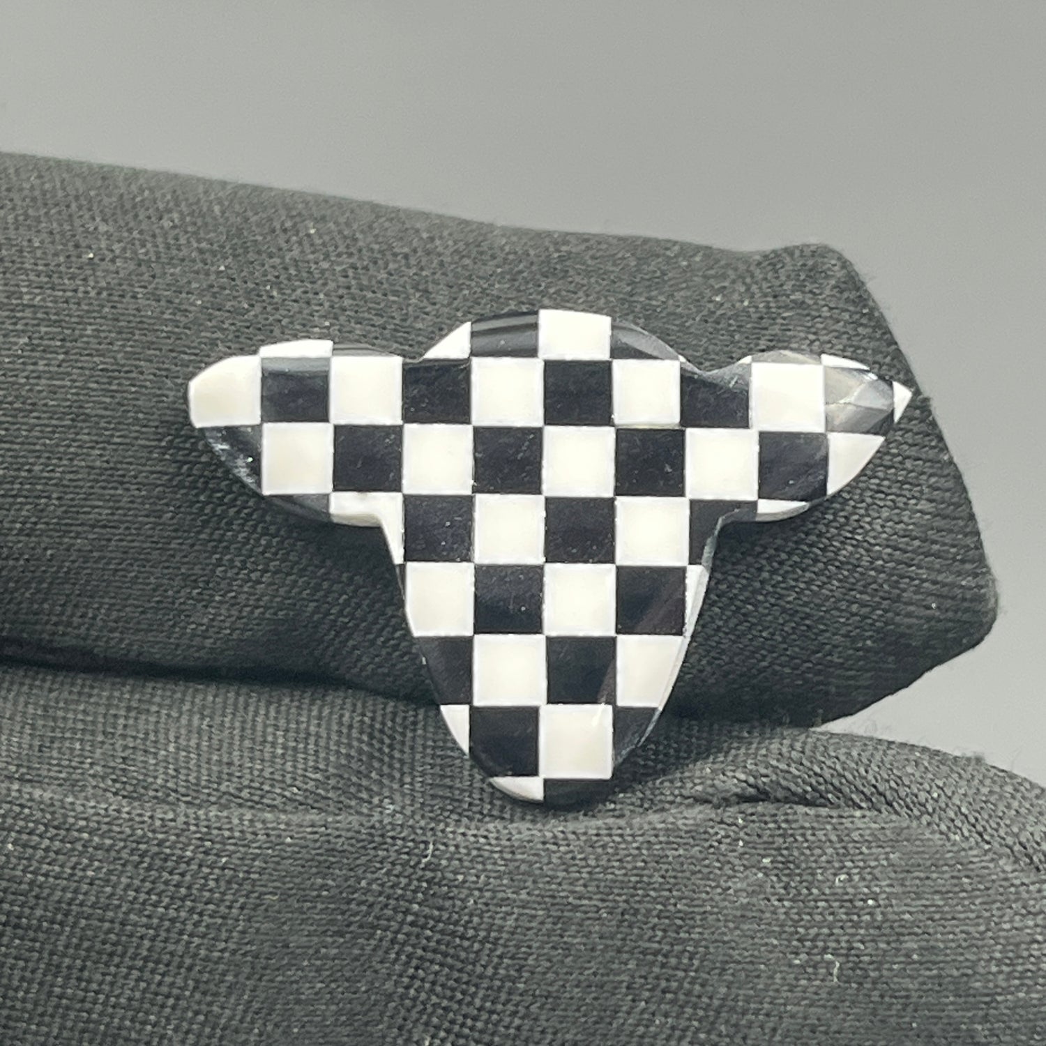 Black & White Checker Board Cabochon - Cow Head