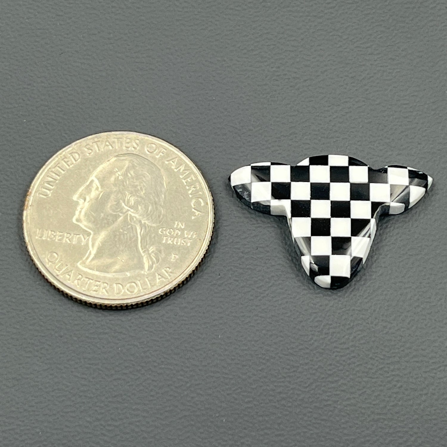Black & White Checker Board Cabochon - Cow Head