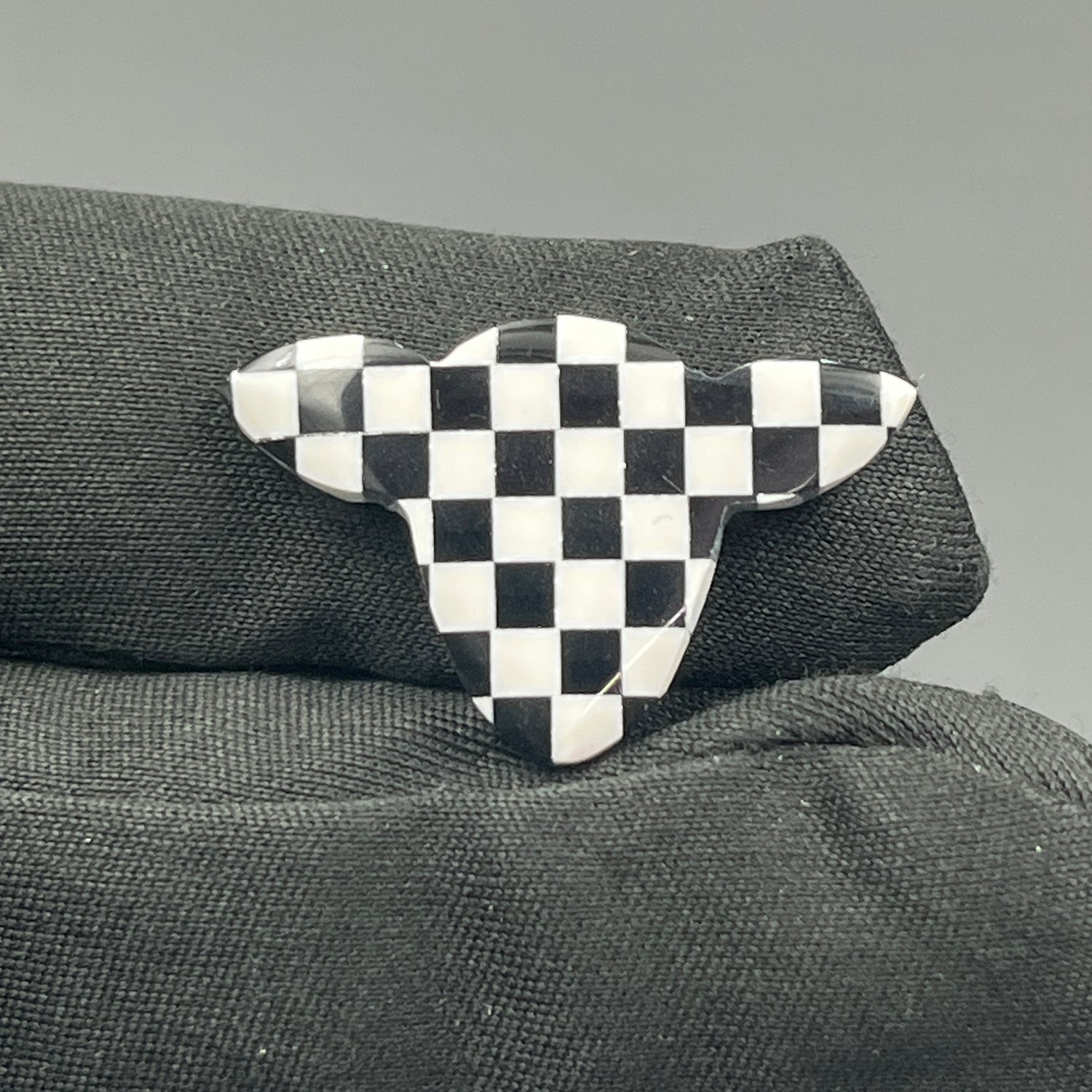 Black & White Checker Board Cabochon - Cow Head