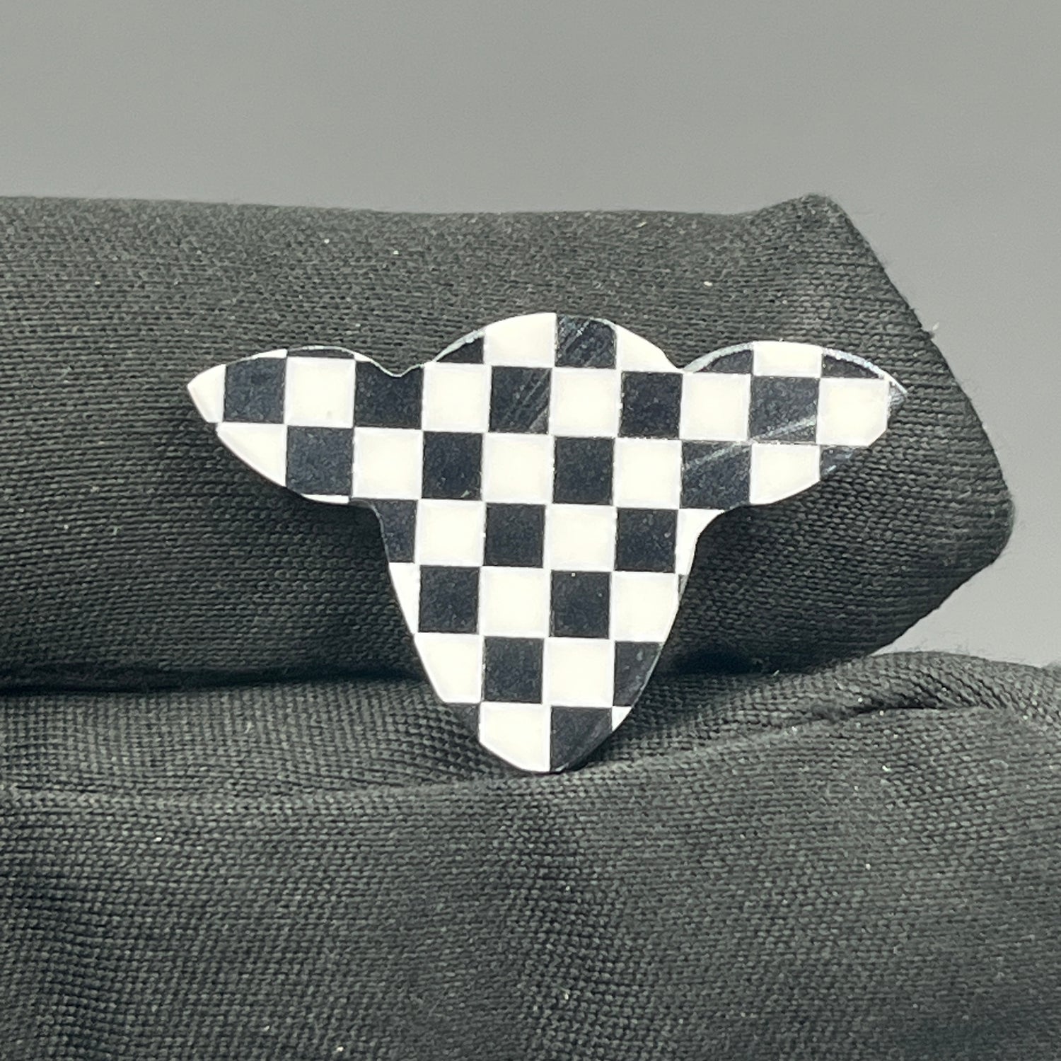 Black & White Checker Board Cabochon - Cow Head