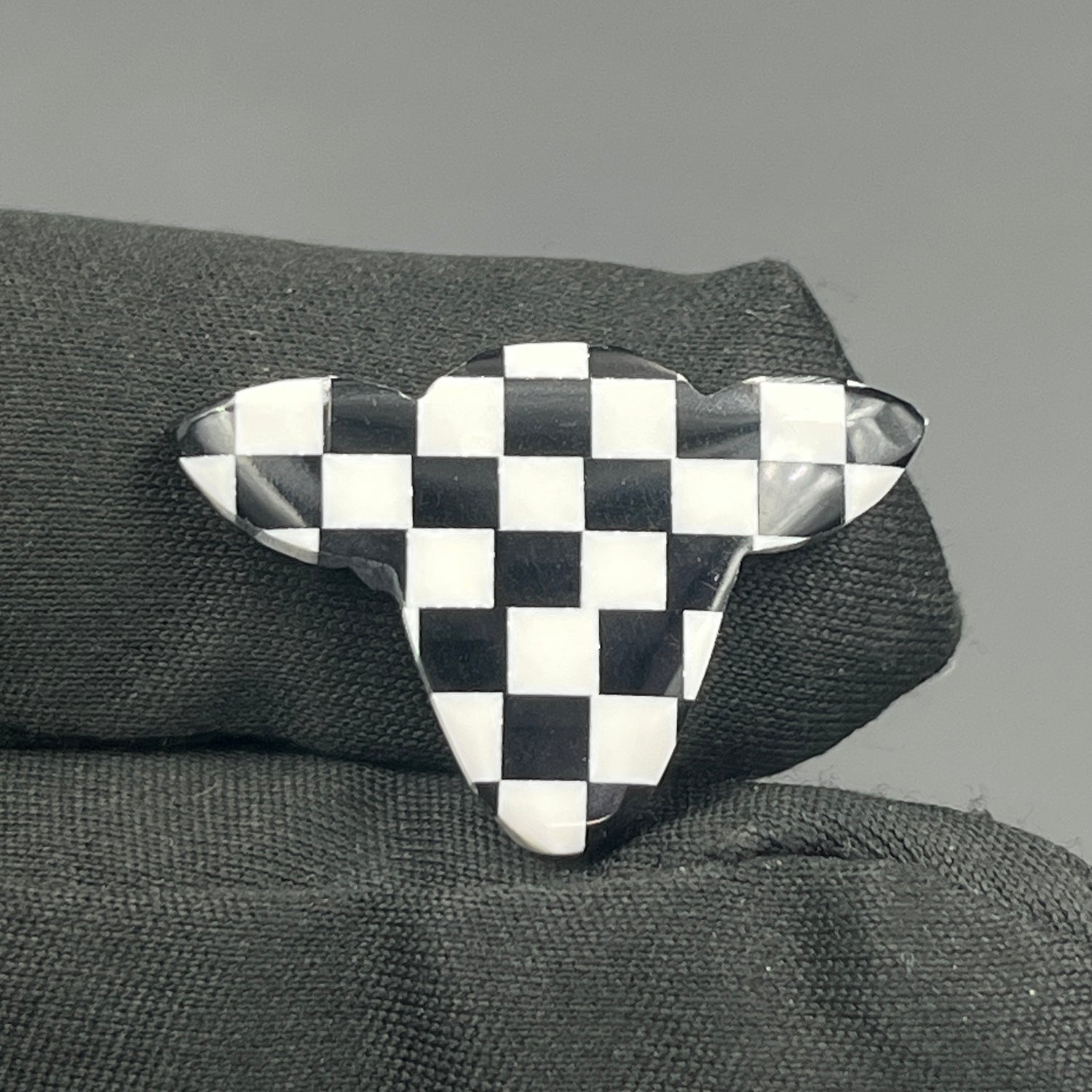 Black & White Checker Board Cabochon - Cow Head