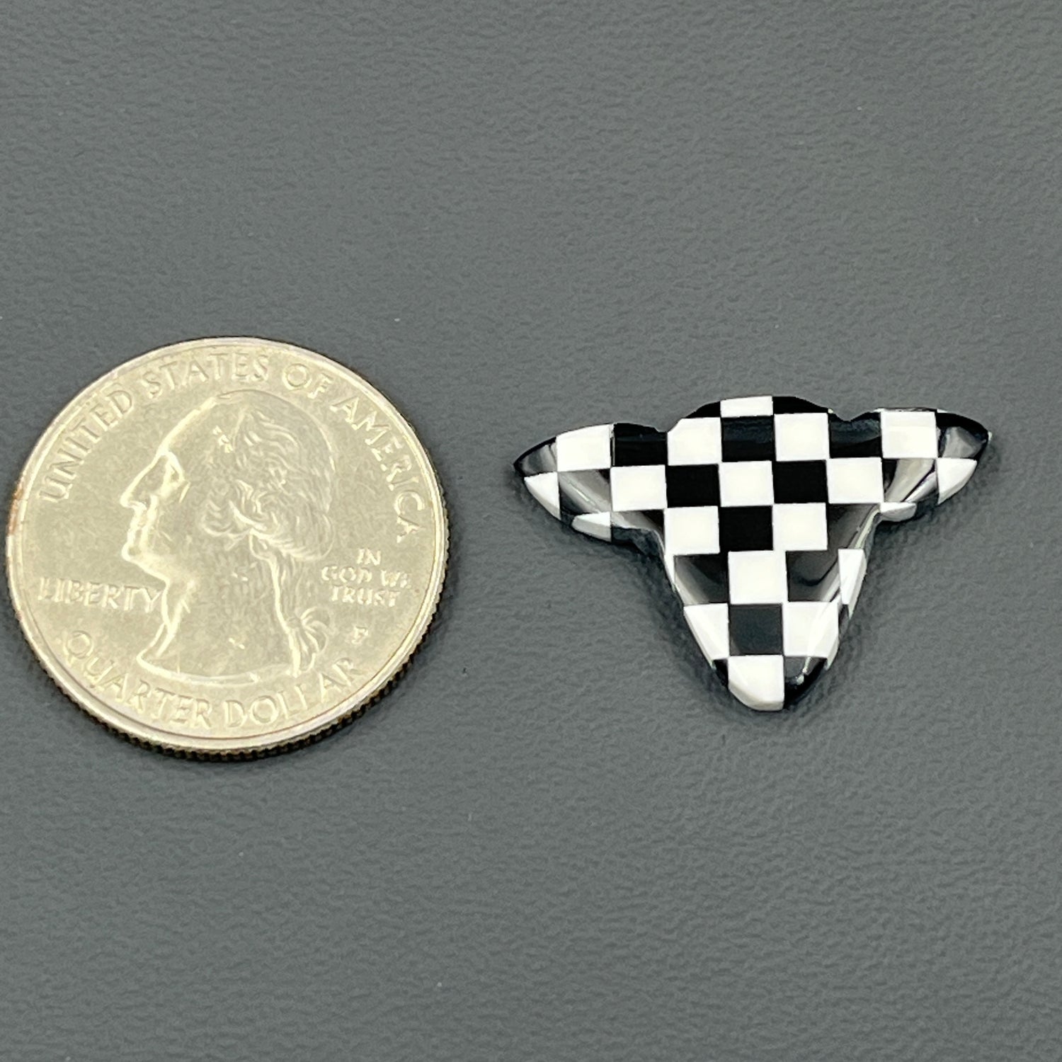 Black & White Checker Board Cabochon - Cow Head