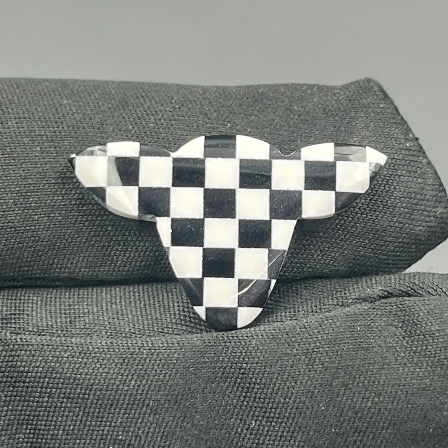 Black & White Checker Board Cabochon - Cow Head