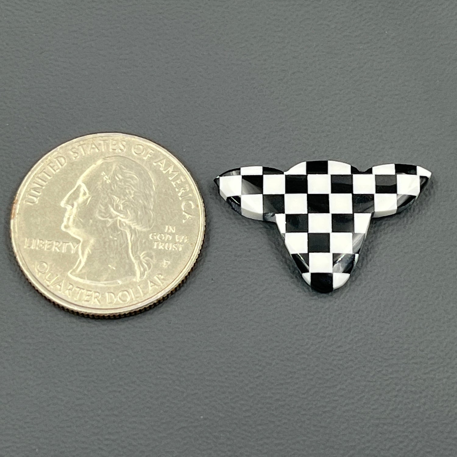 Black & White Checker Board Cabochon - Cow Head